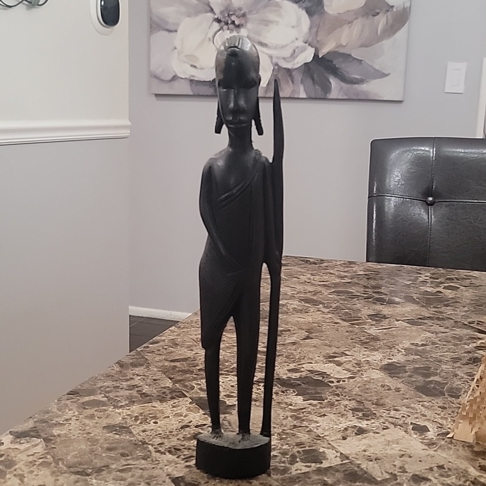 African Statue Ebony Wood Carved Male Warrior Statue CH
